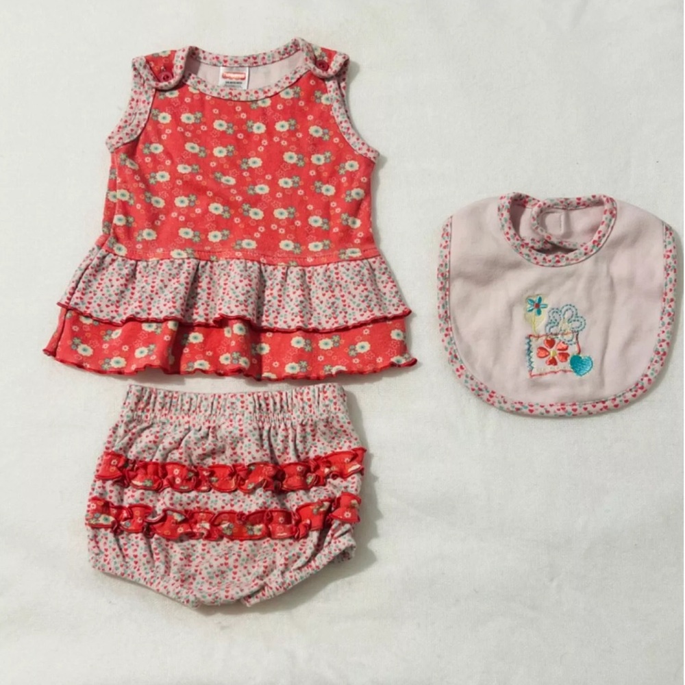 girls fisher-price vintage 3pc set 3/6m